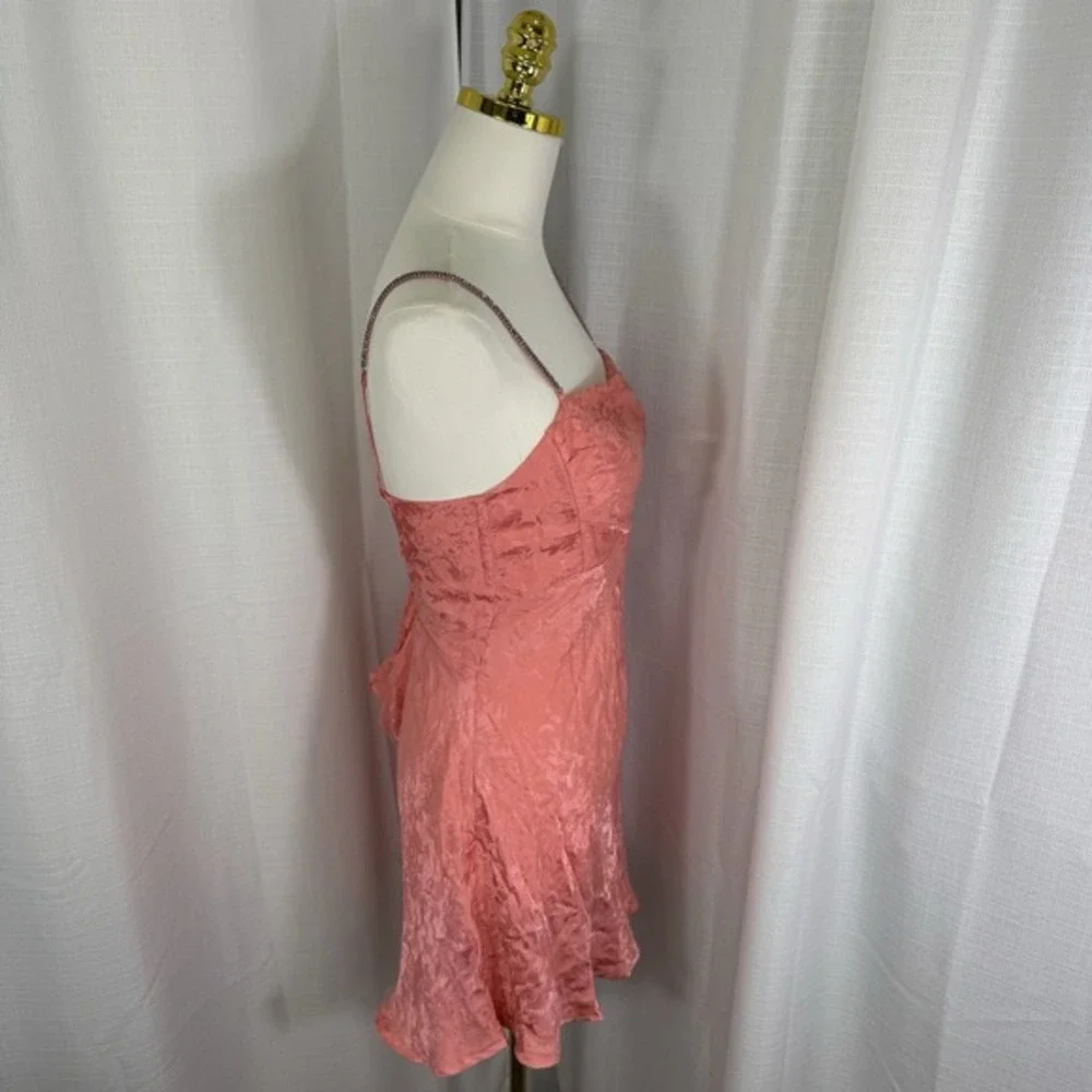 NEW For Love and Lemons Gabrielle Mini Slip Dress Pink Floral‎ Satin Medium Y2K - Picture 7 of 16